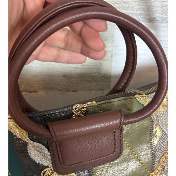 Hobo Sheila Medium Brown Leather Mixed Media Shoulder Bag Boho Purse New - Picture 5 of 9